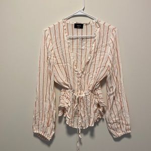 NWOT white and peach striped blouse